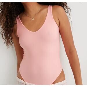 Aerie Real Good SMOOTHEZ Plunge Bodysuit Shell Pink Size XL Seamless Shapewear